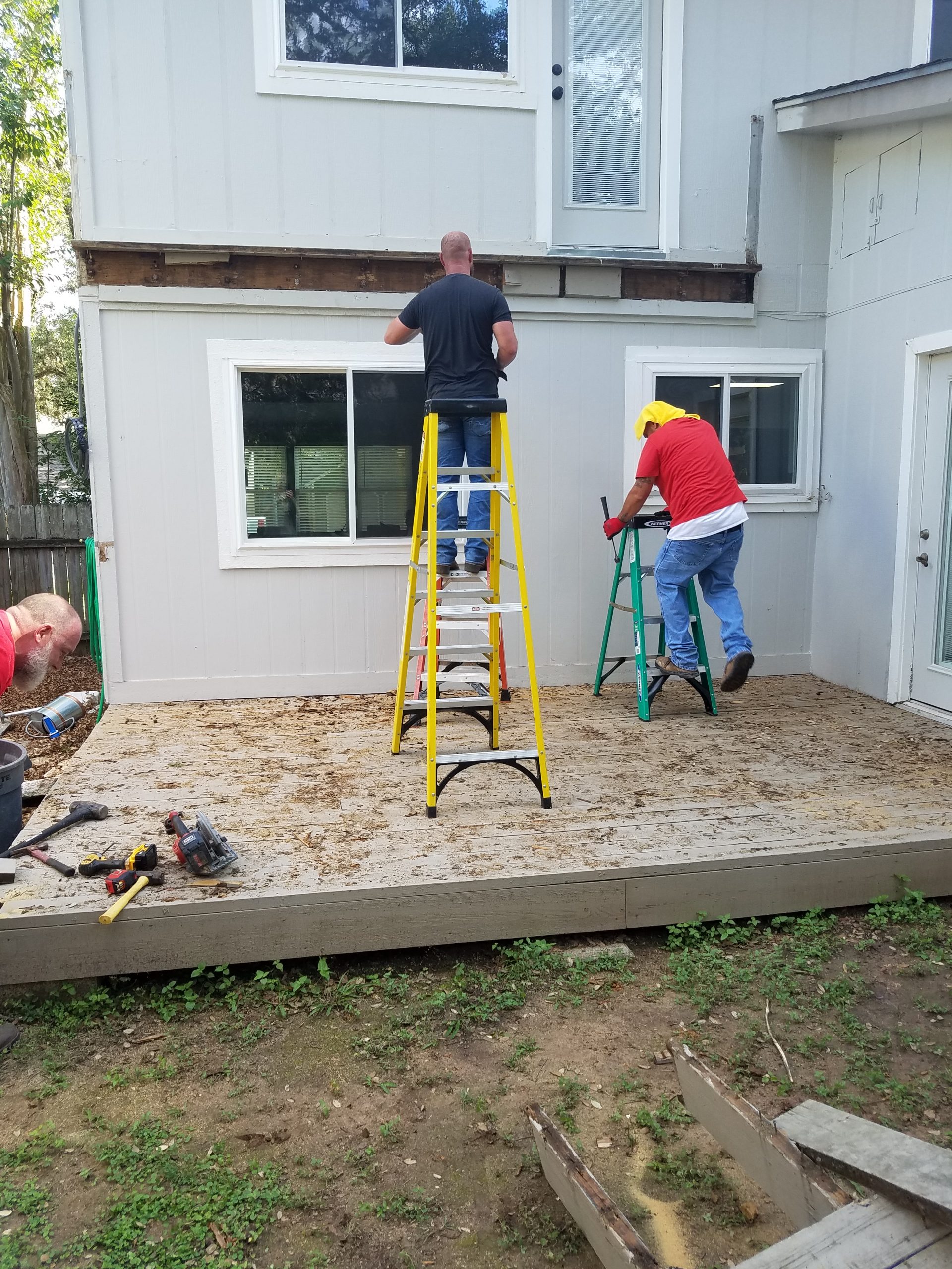 removing flashing on deck demolition in sw austin